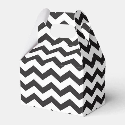 Zwarte en witte Chevron Modern Party Favor Boxes Bedankdoosjes (Achterkant)