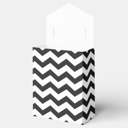 Zwarte en witte Chevron Modern Party Favor Boxes Bedankdoosjes (Geopend)