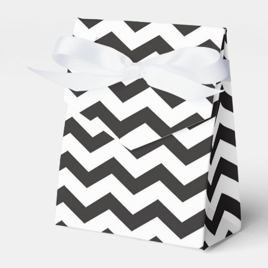 Zwarte en witte Chevron Modern Party Favor Boxes Bedankdoosjes (Voorkant Zijde)