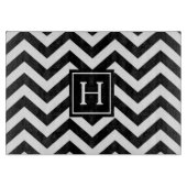 Zwarte en witte Chevron Monogram snijboard Snijplank (Voorkant)