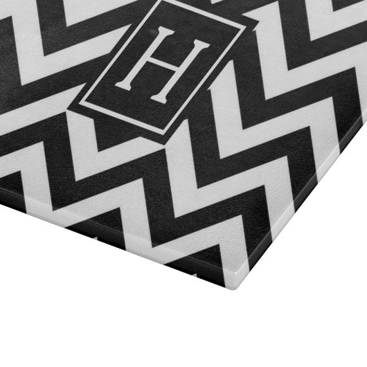 Zwarte en witte Chevron Monogram snijboard Snijplank (Hoek)