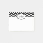 Zwarte en witte Chevron Naam Monogramed Post-it® Notes (Voorkant)