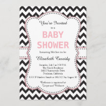 Zwarte en witte Chevron, roze, Baby shower