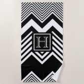 Zwarte en witte Chevron Strandlaken (Voorkant)