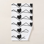 Zwarte en witte Chevron Stripe Hearts Bad Handdoek (Handdoek)