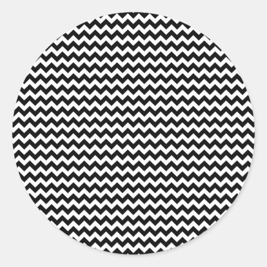 Zwarte en witte Chevron Stripe Ronde Sticker (Voorkant)