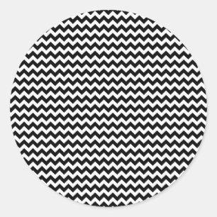 Zwarte en witte Chevron Stripe Ronde Sticker