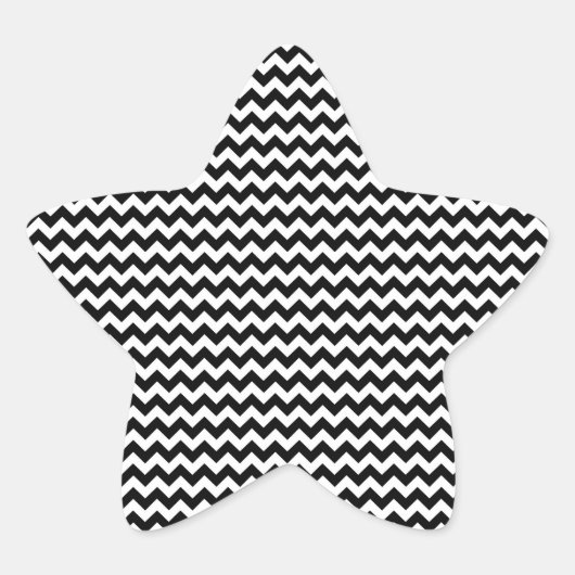 Zwarte en witte Chevron Stripe Ster Sticker (Voorkant)