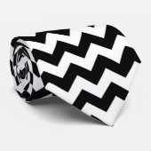 Zwarte en witte Chevron Stripe Stropdas (Opgerold)