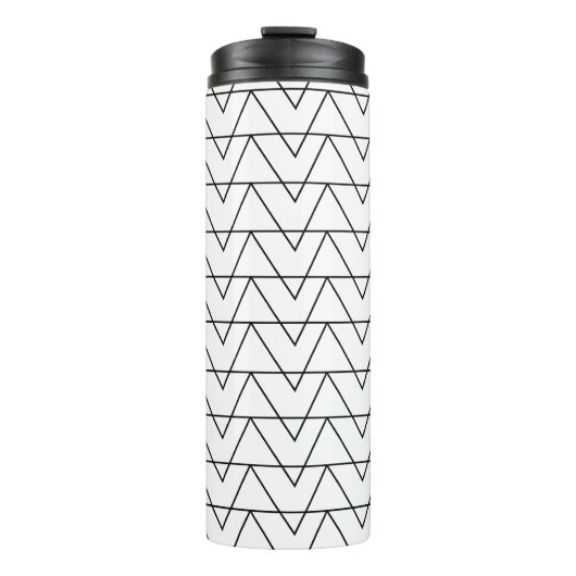 Zwarte en witte Chevron Stripe Thermosbeker (Voorkant)