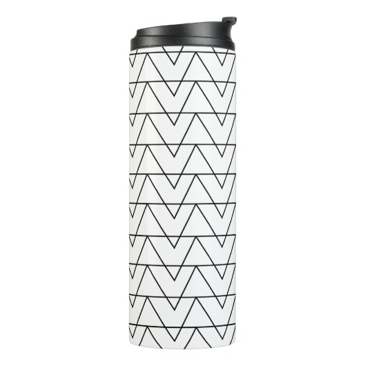 Zwarte en witte Chevron Stripe Thermosbeker (Gedraaid links)