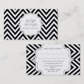 Zwarte en witte Chevron Stripes Hair Stylist-kaart Afsprakenkaartje (Voorkant / Achterkant)