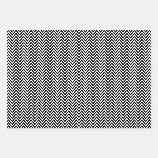 Zwarte en witte  Chevron Stripes Inpakpapier Vel (Voorkant 3)