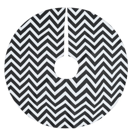 Zwarte en witte Chevron Stripes Kerstboom Rok (Voorkant)