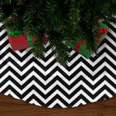Zwarte en witte Chevron Stripes Kerstboom Rok