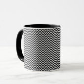 Zwarte en witte  Chevron Stripes Mok (Voorkant links)