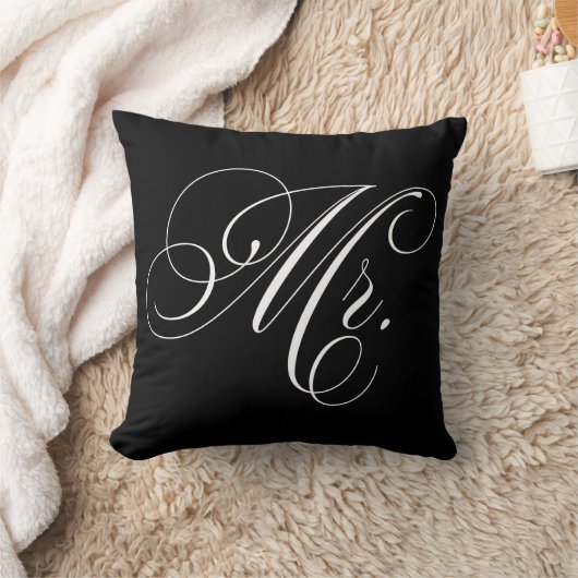 Zwarte en witte Chevron Stripes "Mr" Kussen (Deken)