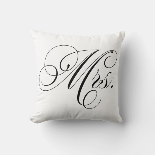 Zwarte en witte Chevron Stripes Mrs. Kussen (Voorkant)