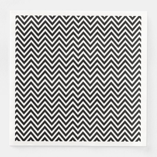 Zwarte en witte  Chevron Stripes Servet (Voorkant)