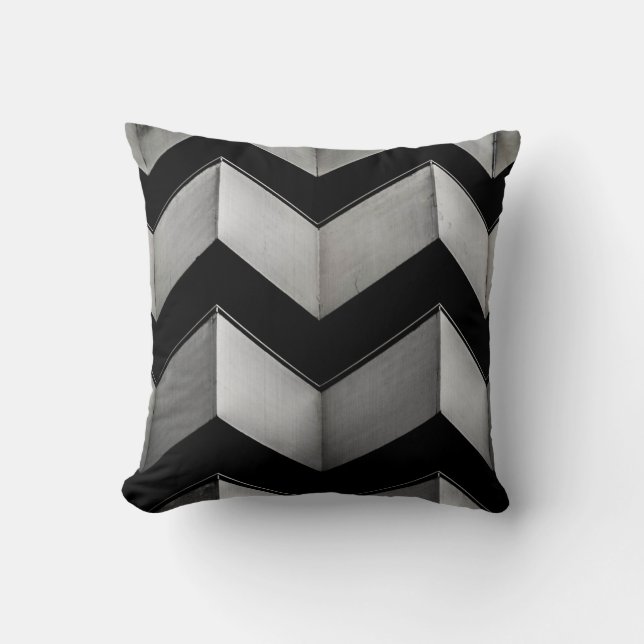 ZWARTE EN WITTE CHEVRON WALLPAPIER KUSSEN (Voorkant)