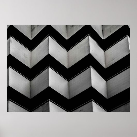 ZWARTE EN WITTE CHEVRON WALLPAPIER POSTER (Voorkant)