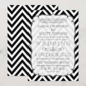 zwarte en witte Chevron Wedding Invite Kaart (Voorkant / Achterkant)
