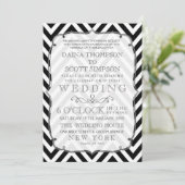 zwarte en witte Chevron Wedding Invite Kaart (Staand voorkant)