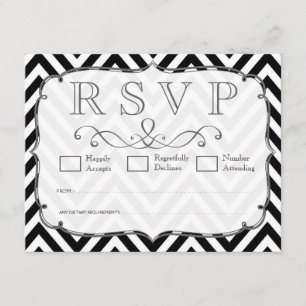 zwarte en witte Chevron Wedding RSVP-kaarten RSVP Kaartje