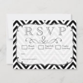  zwarte en witte Chevron Wedding RSVP-kaarten RSVP Kaartje (Voorkant)