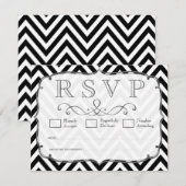  zwarte en witte Chevron Wedding RSVP-kaarten RSVP Kaartje (Voorkant / Achterkant)
