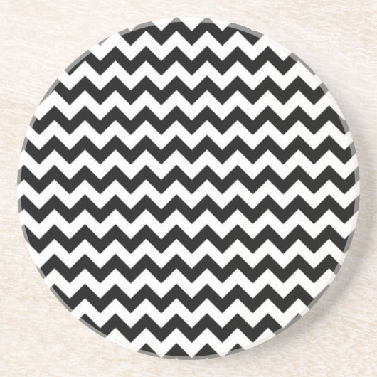 Zwarte en witte Chevron Zandsteen Onderzetter (Voorkant)