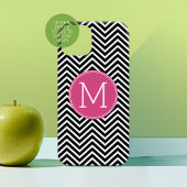 Zwarte en Witte Chevrons Aangepast Roze Monogram Case-Mate iPhone Case