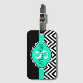 Zwarte en witte Chevrons Bagagelabel (Voorkant (verticaal))