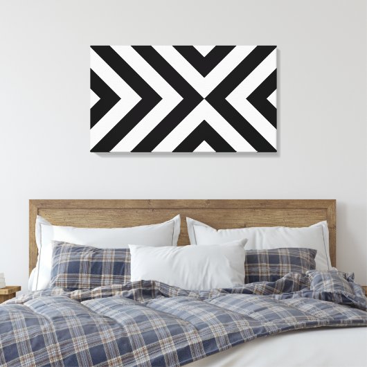Zwarte en witte Chevrons Canvas Afdruk (Insitu (Slaapkamer))