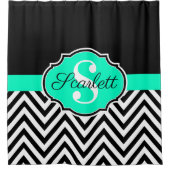 Zwarte en witte Chevrons Douchegordijn (Voorkant)