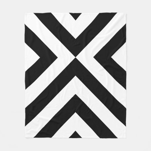 Zwarte en witte Chevrons Fleece Deken (Voorkant)
