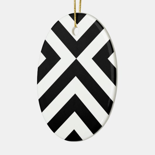 Zwarte en witte Chevrons Keramisch Ornament (Links)