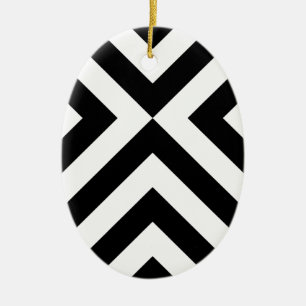 Zwarte en witte Chevrons Keramisch Ornament