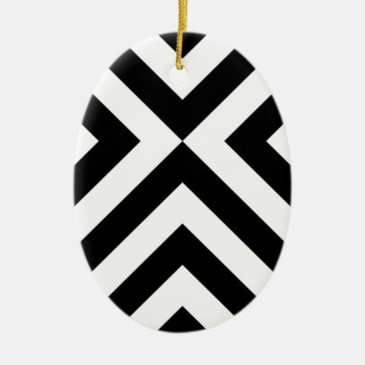 Zwarte en witte Chevrons Keramisch Ornament (Voorkant)