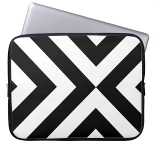 Zwarte en witte Chevrons Laptop Sleeve