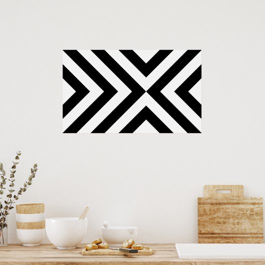 Zwarte en witte Chevrons Poster (Keuken)
