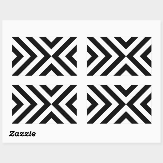 Zwarte en witte Chevrons Rechthoekige Sticker (Vel)