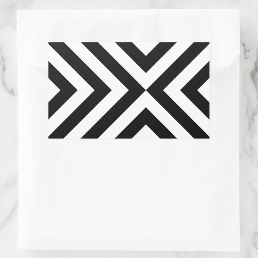 Zwarte en witte Chevrons Rechthoekige Sticker (Tas)