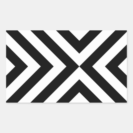 Zwarte en witte Chevrons Rechthoekige Sticker (Voorkant)