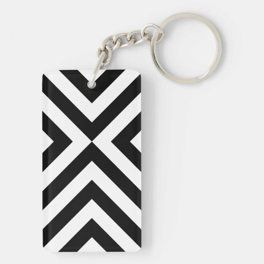 Zwarte en witte Chevrons Sleutelhanger (achterkant)