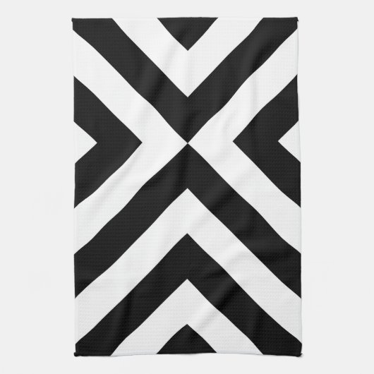 Zwarte en witte Chevrons Theedoek (Verticaal)