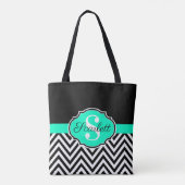 Zwarte en witte Chevrons Tote Bag (Achterkant)