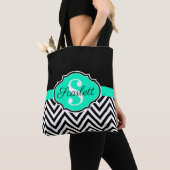Zwarte en witte Chevrons Tote Bag (Dichtbij)