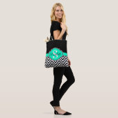 Zwarte en witte Chevrons Tote Bag (Op model)