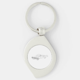 Zwarte en witte Chevy Impala Drawing Swirl Sleutelhanger